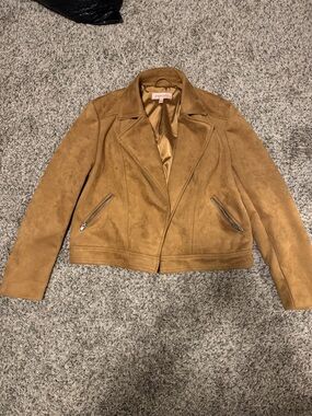 Philosophy Camel Suede Moto Jacket